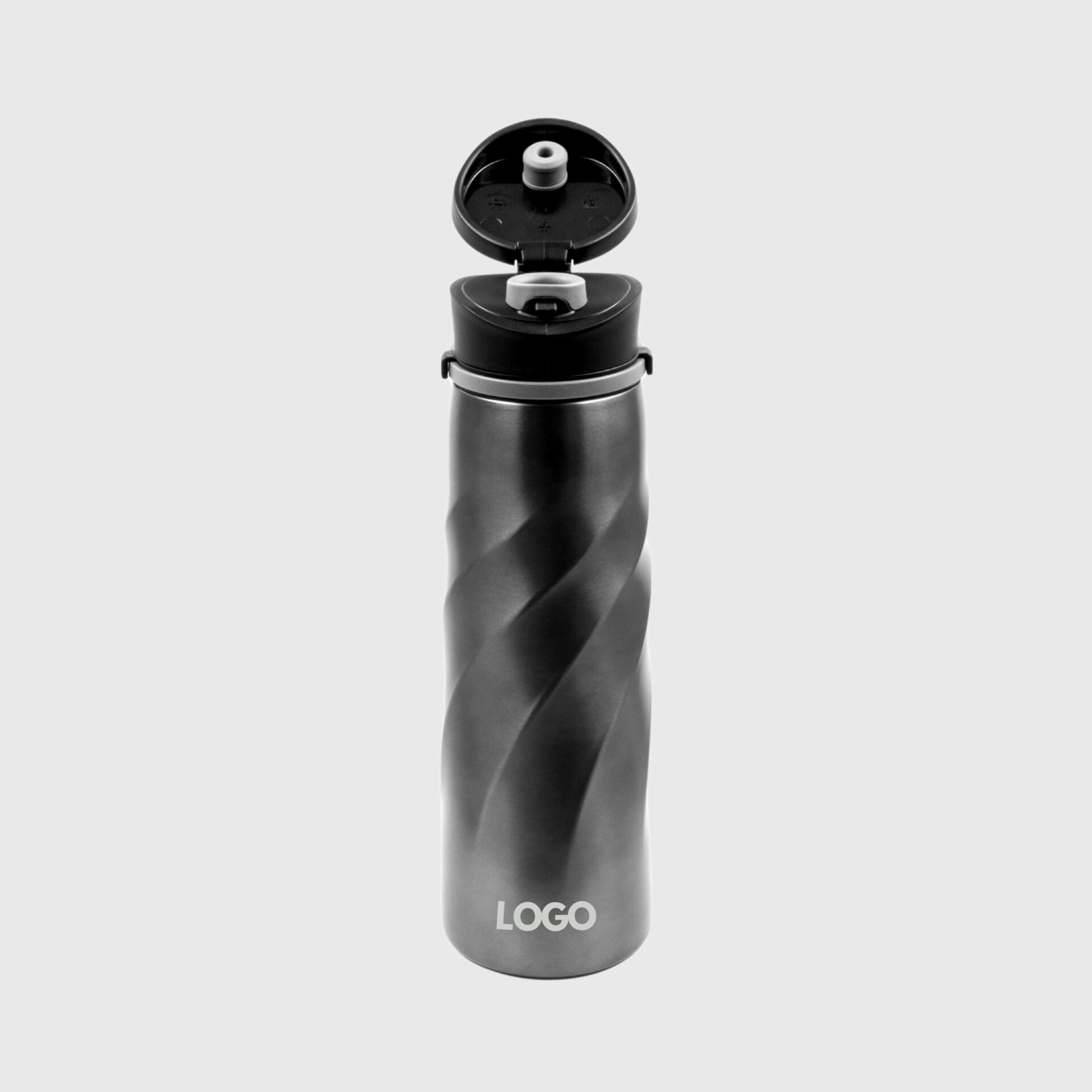 1000ml Metallic Wave Sports Water Bottle Made from Recycled Stainless Steel lid