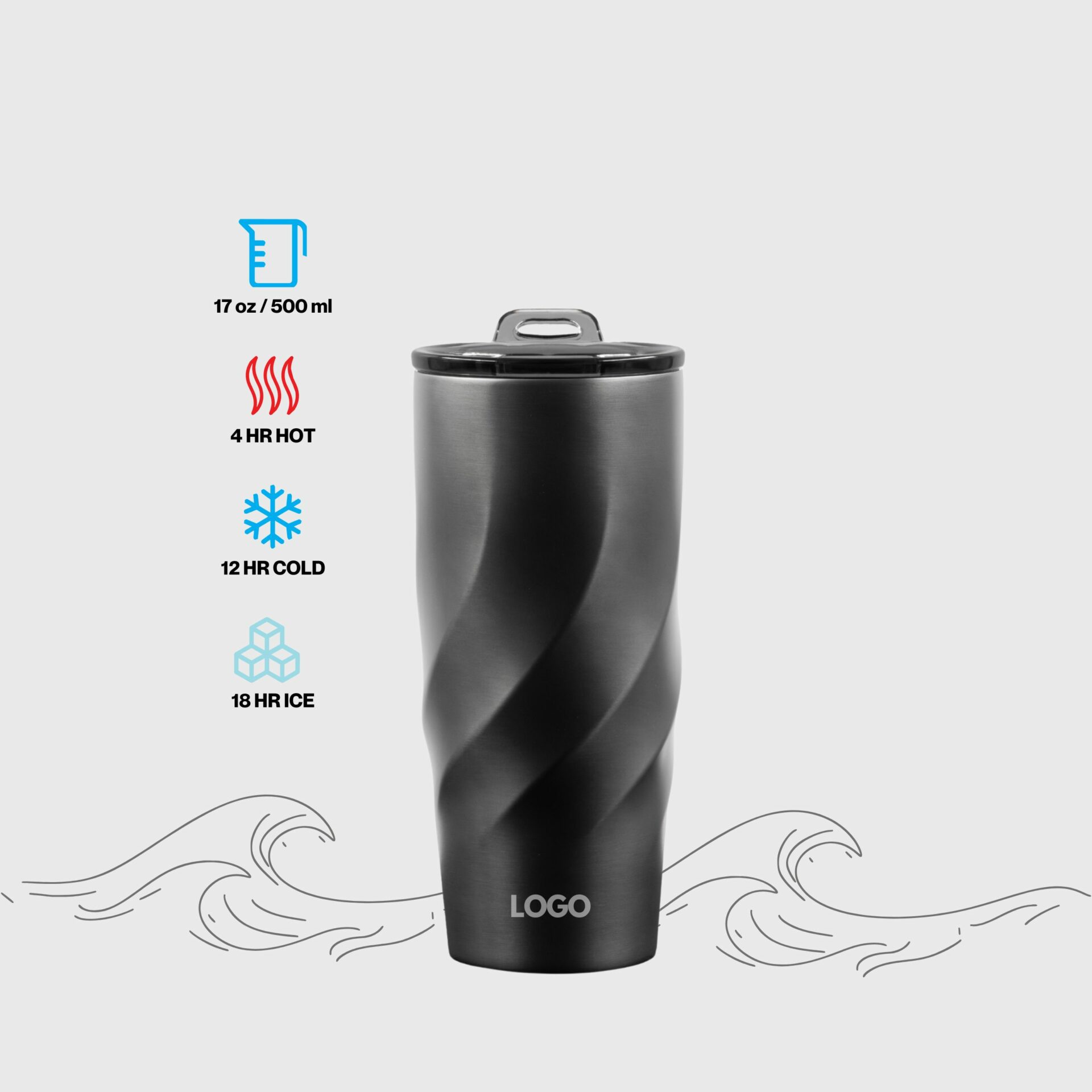500ml Metallic Wave Double Wall Tumbler Made from recycled stainless steel corporate gift