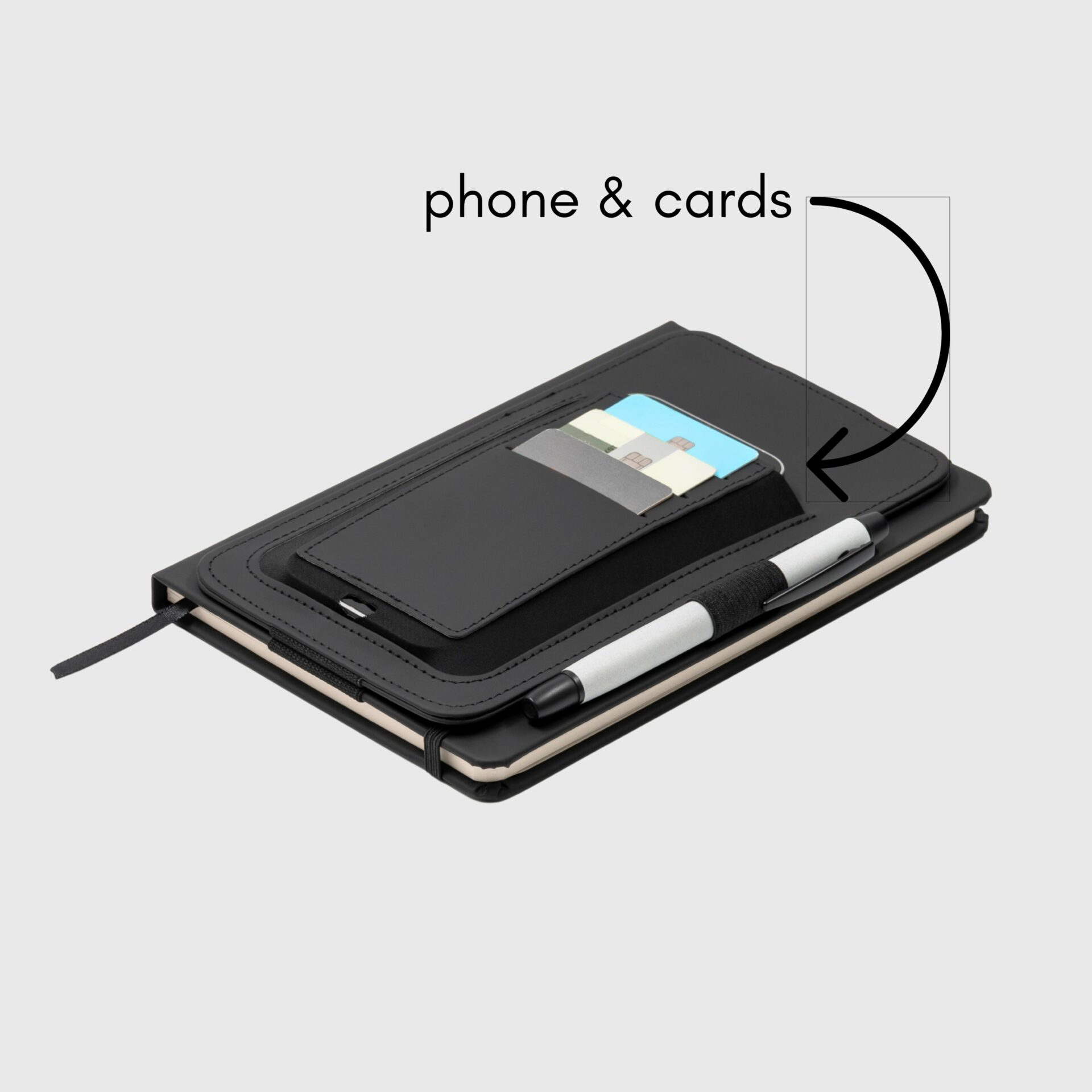 A5 Eco-friendly Sustainable Hard Cover Notebook with Utility Belt (PU) Made From Recycled PET Bottles with labels