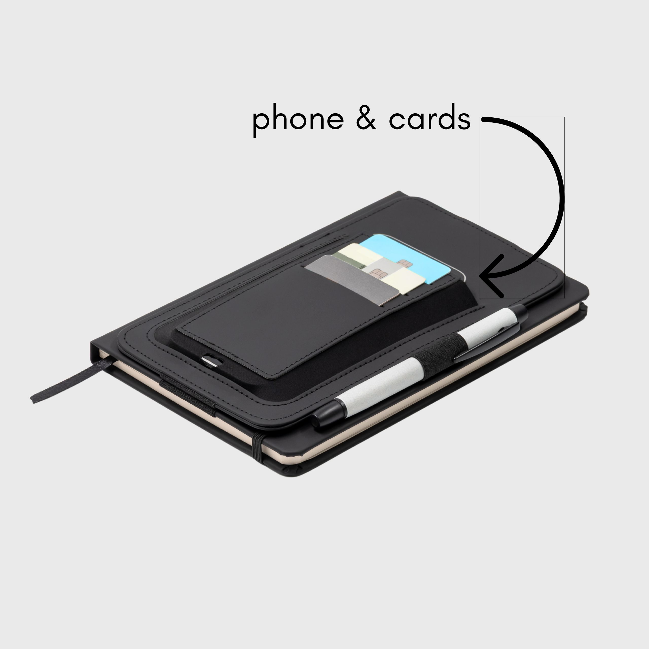 A5 Eco-friendly Sustainable Hard Cover Notebook with Utility Belt (PU) Made From Recycled PET Bottles with labels