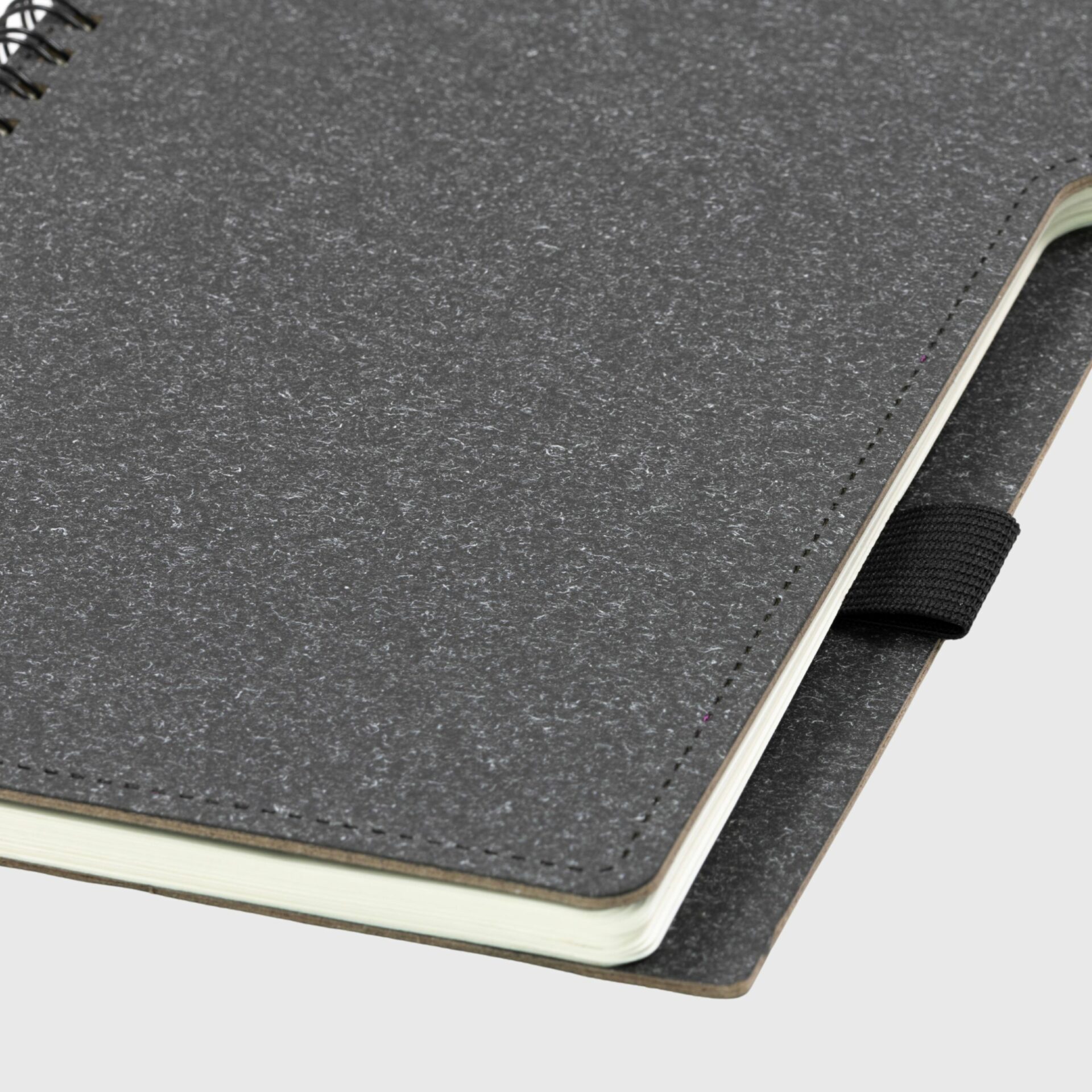 A5 Sustainable Eco Spiral Hardcover Notebook Made From Recycled Paper close up