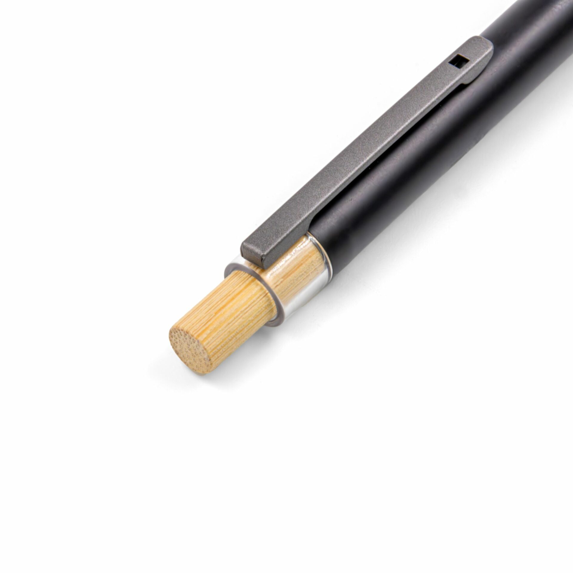 Eco Pen with Bamboo Detail Made From Recycled Aluminium bamboo plunger