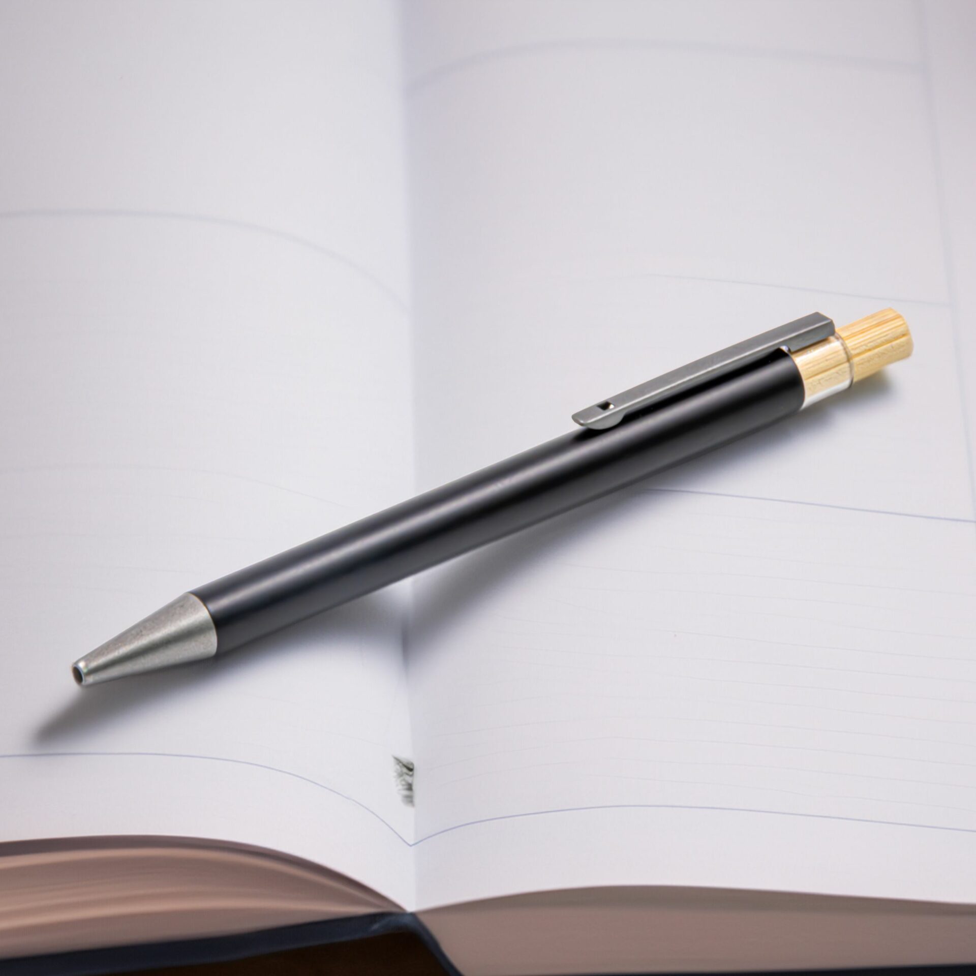 Eco Pen with Bamboo Detail Made From Recycled Aluminium with notebook