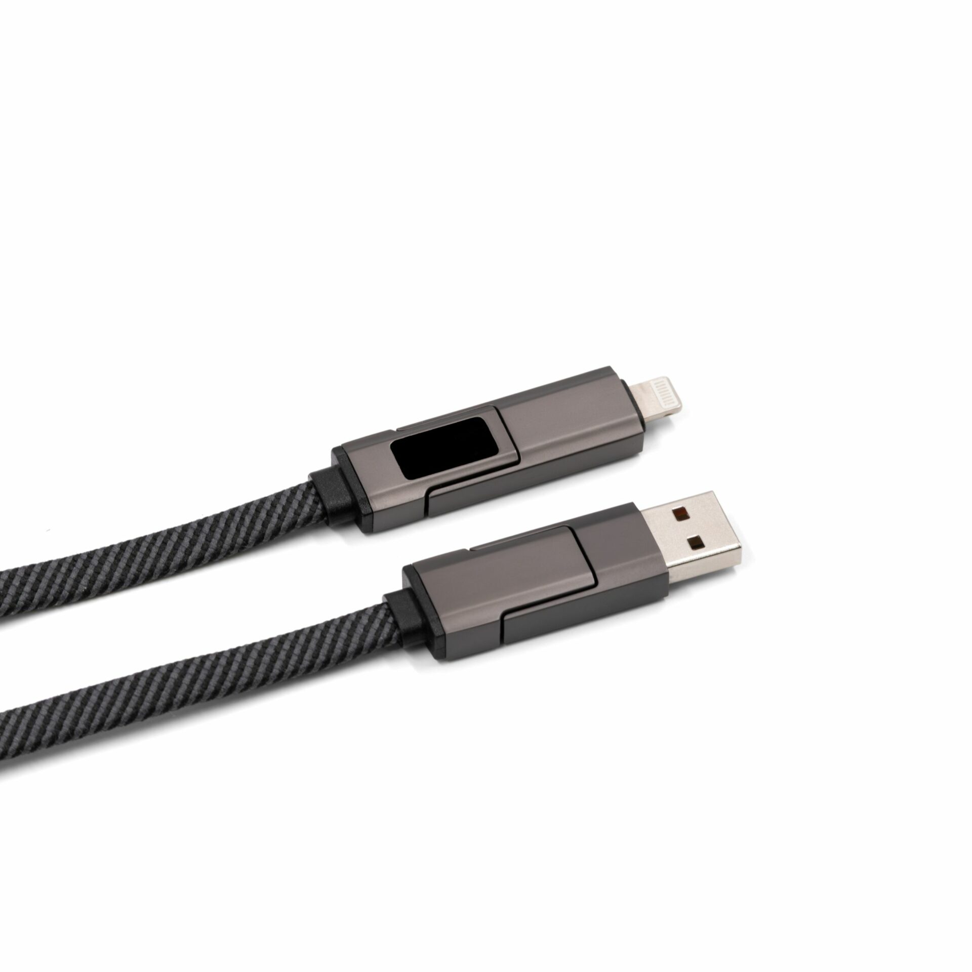 Eco Sustainable 4-in-1 Fast Charging Cable. Comes With Wattage Display And Data Transfer 4-in-1