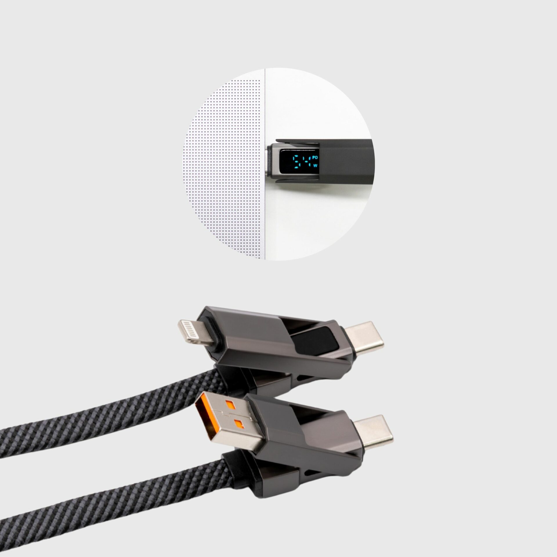 Eco Sustainable Fast Charging Cable With Wattage Display