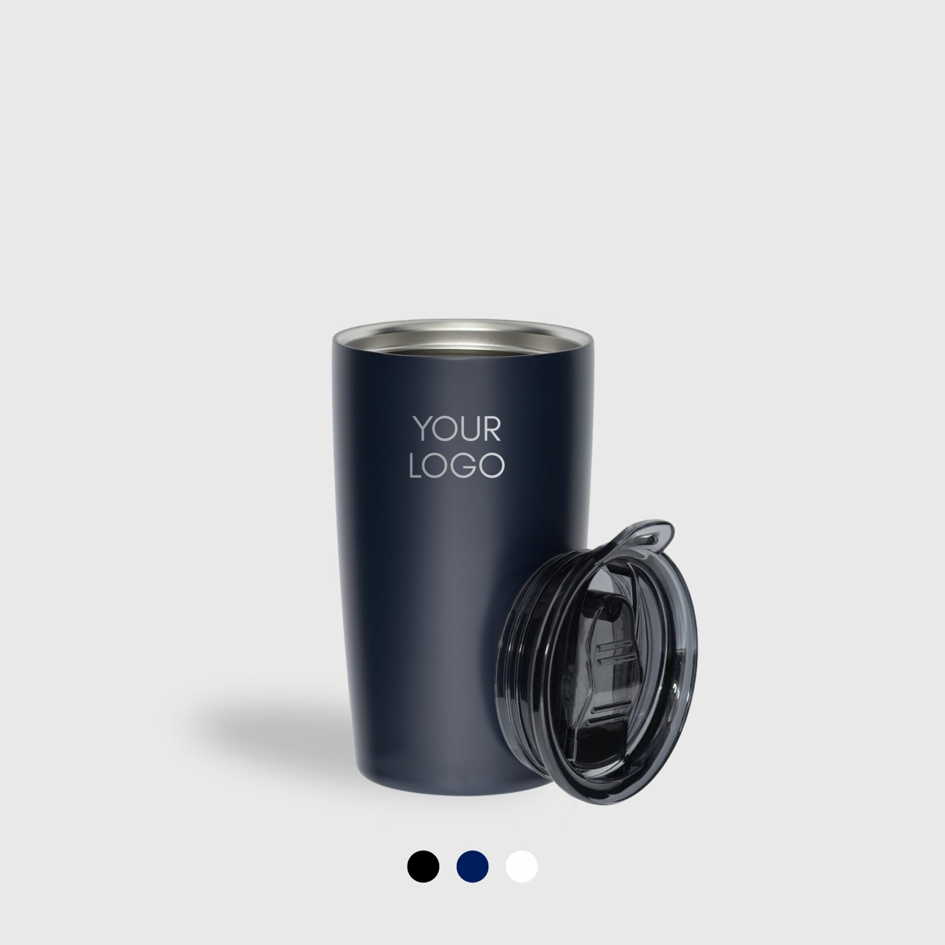 Eco-friendly Daily Vacuum Tumbler Made from Recycled Stainless Steel – 400ml - blue with cap opened