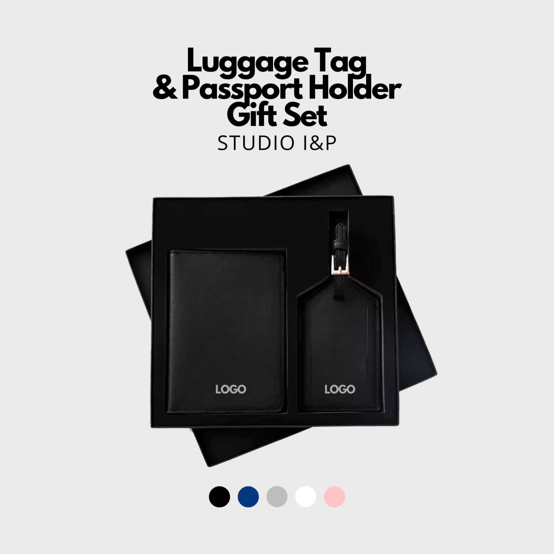 corporate gifts singapore luggage tag and passport holder leather black