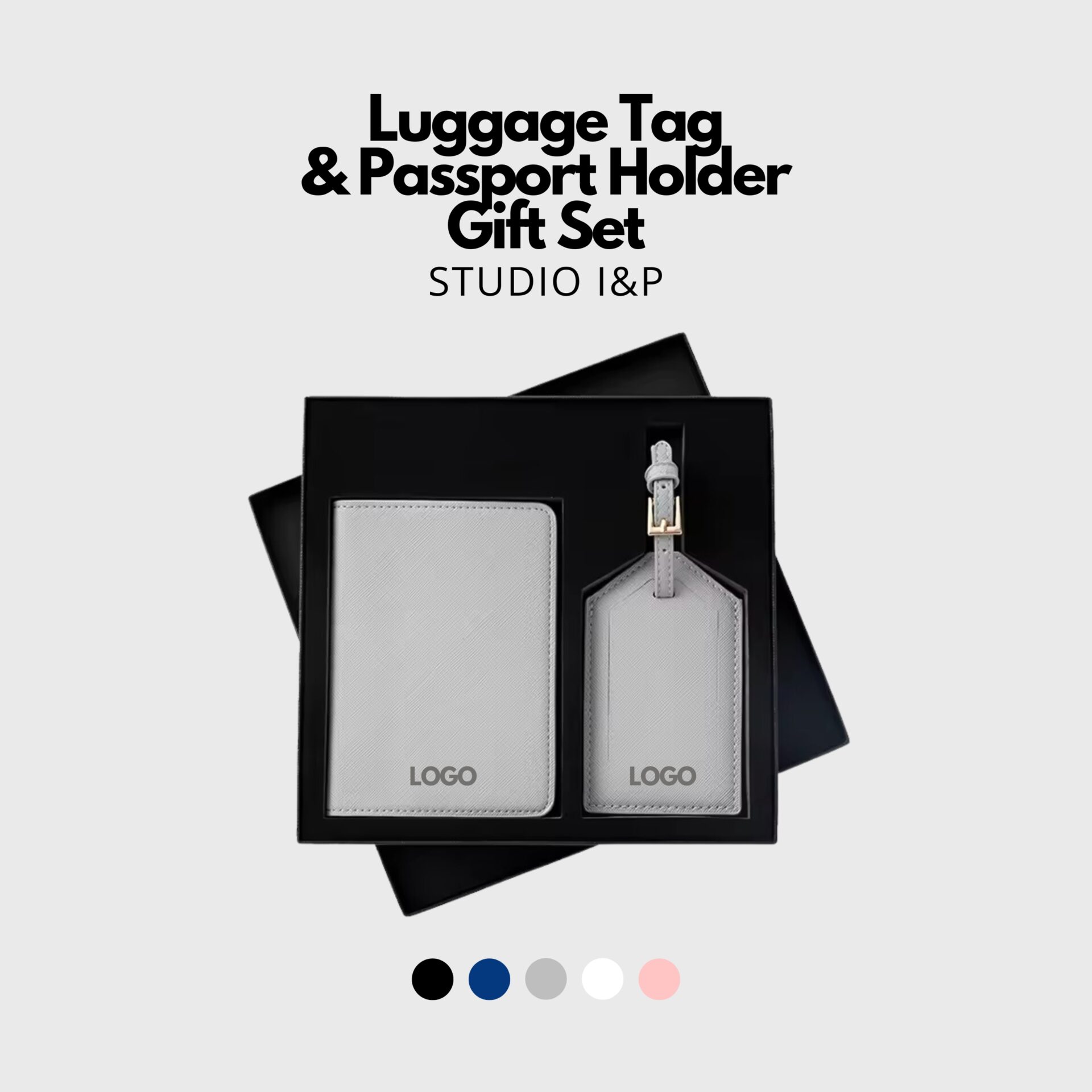 corporate gifts singapore luggage tag and passport holder leather grey